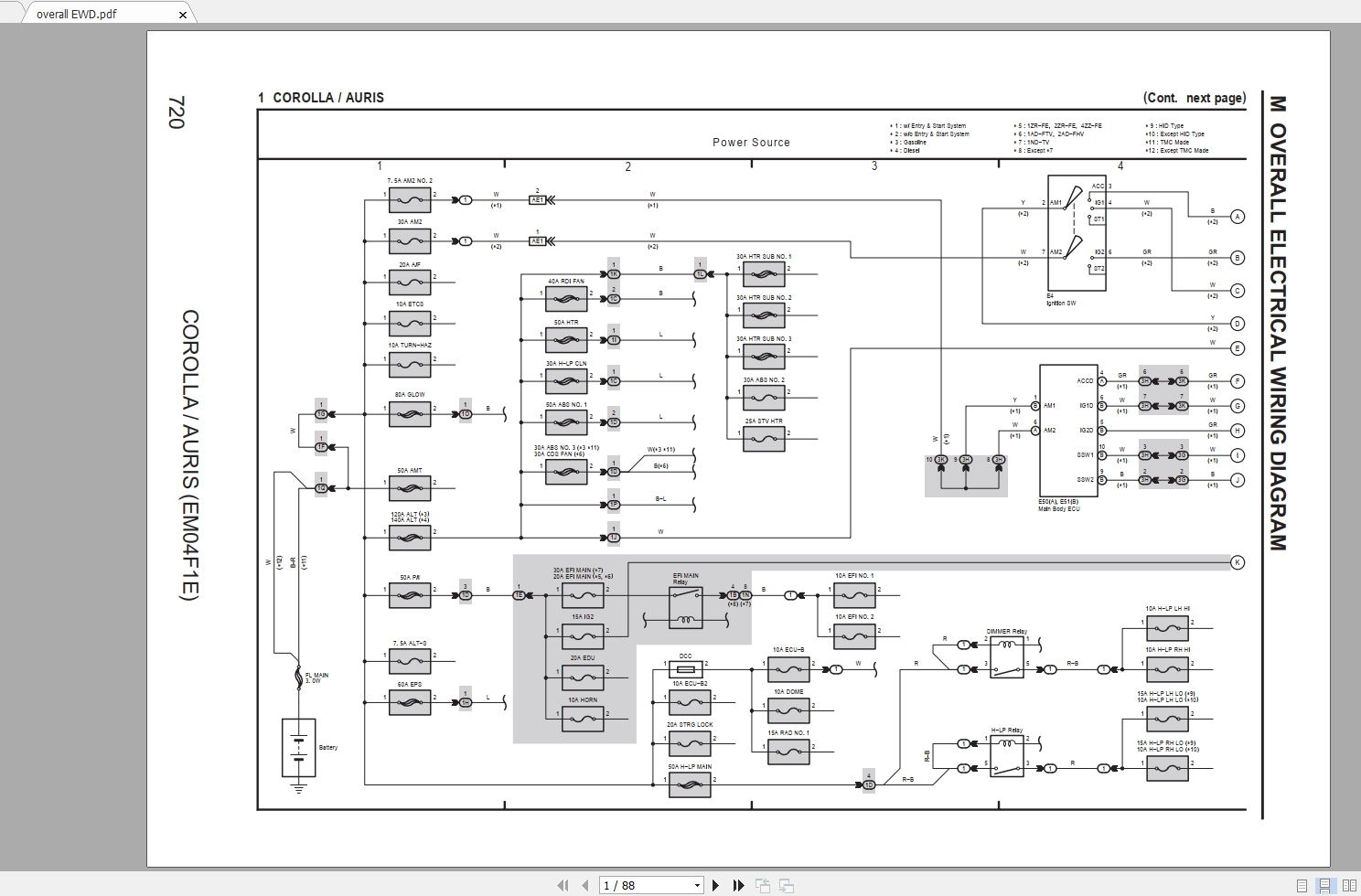 Toyota Auris Corolla 2007 08 Electrical Wiring Diagram Auto Toyota Auris Corolla 2007 08 Electrical Wiring Diagram Auto